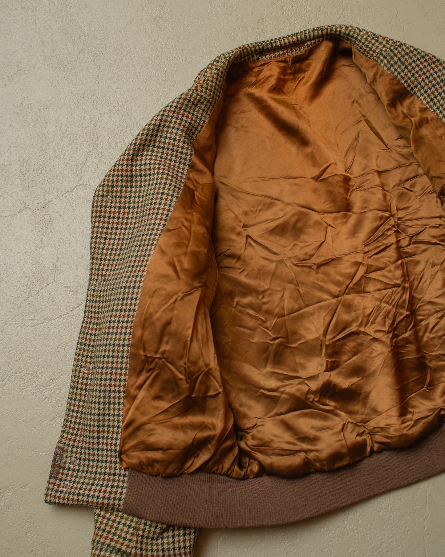1940s/50s European Houndstooth Wool Sports Jacket beige - M/L