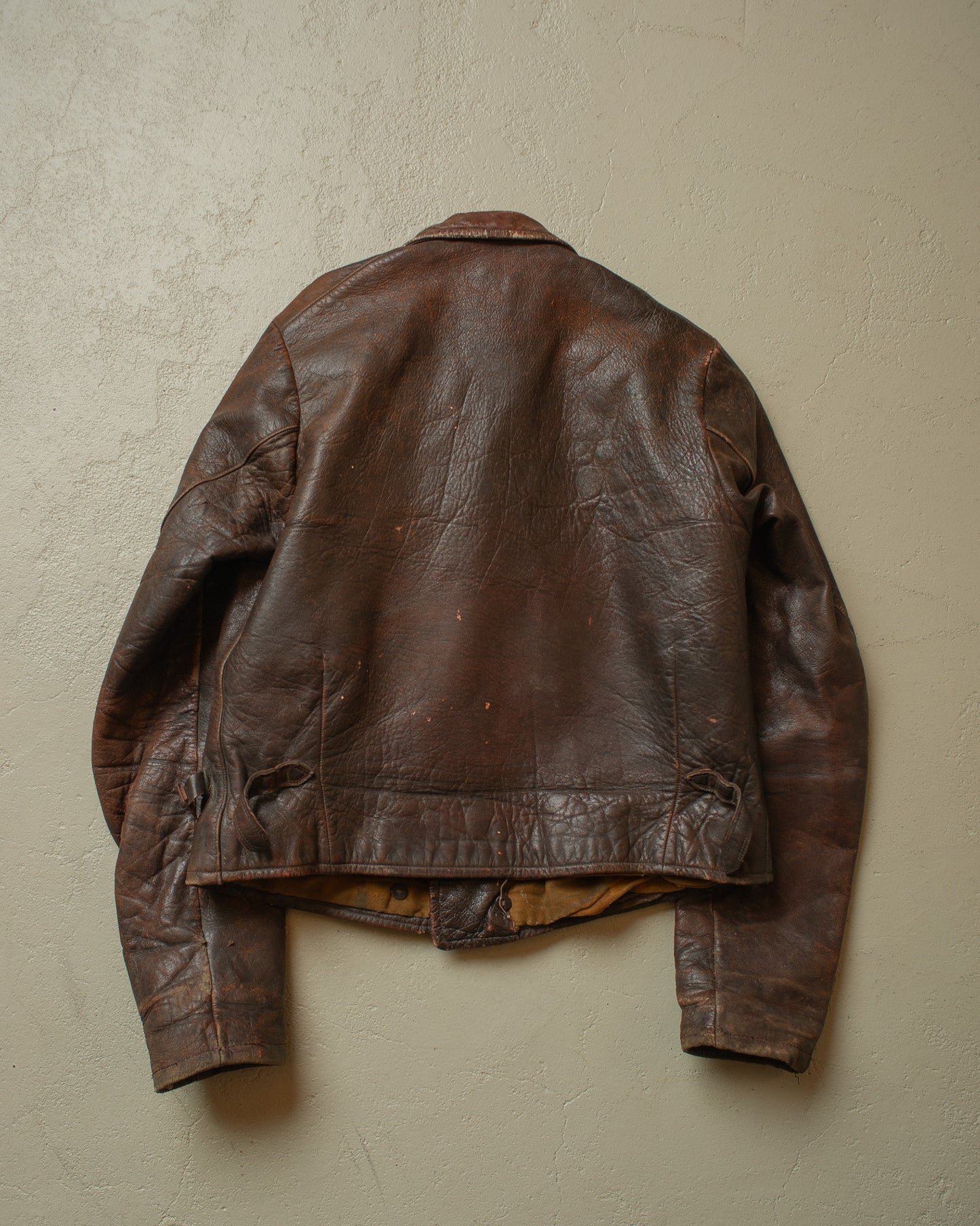 1930s German Cyclist Horsehide Leather Jacket brown - S