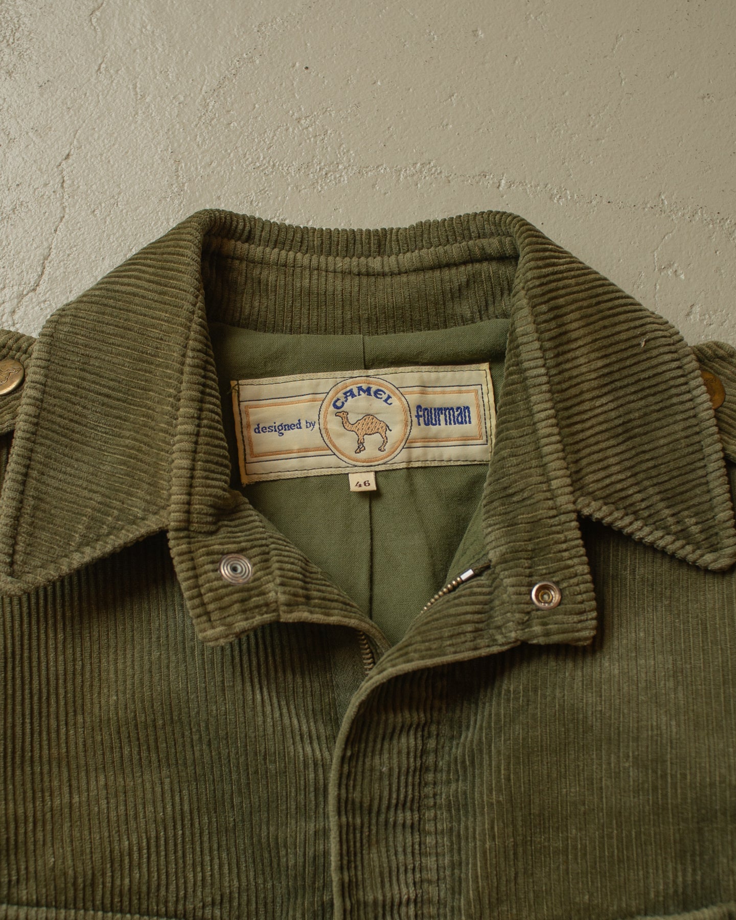 1990s Camel by fourman Corduroy Safari Jacket khaki - S/M