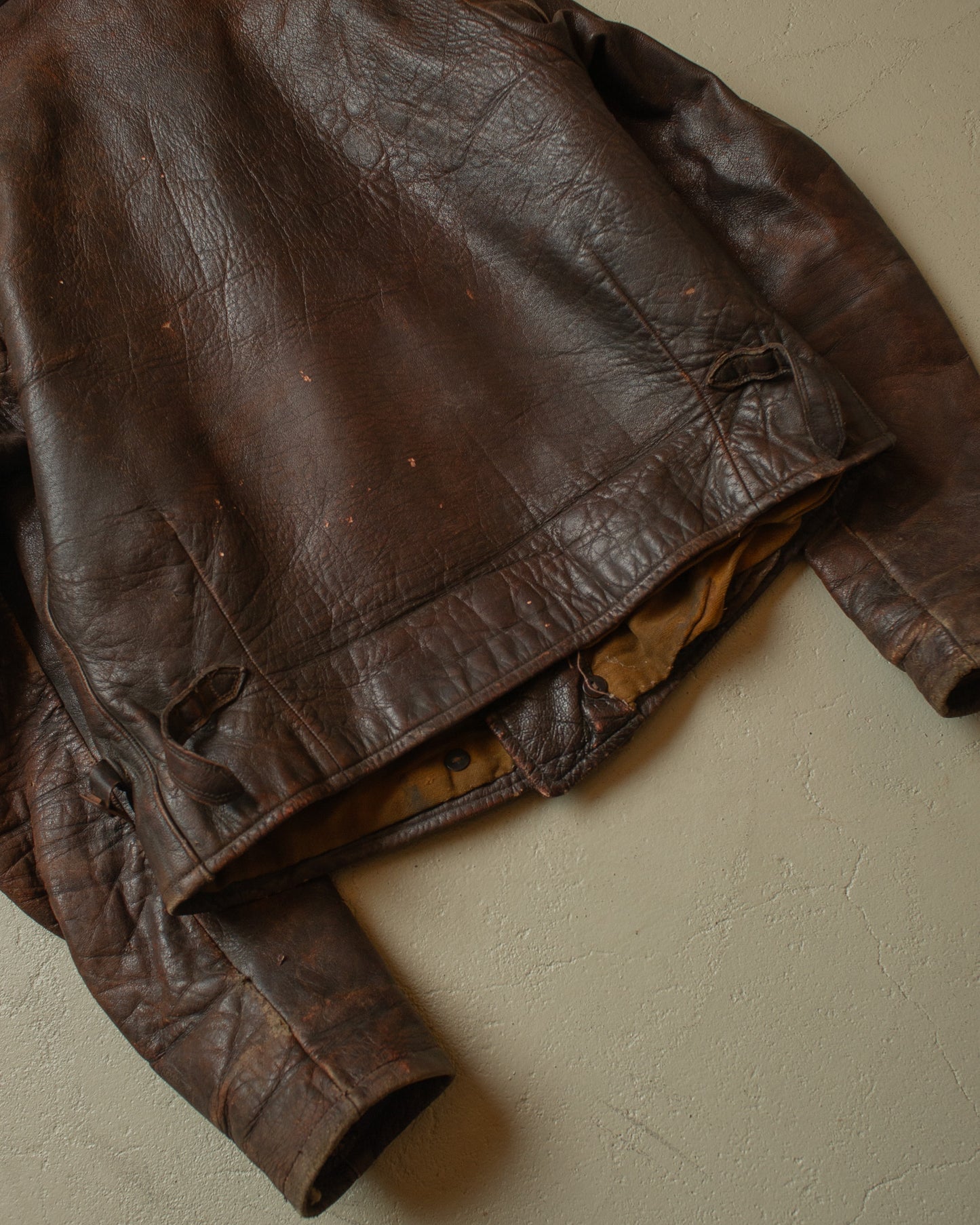 1930s German Cyclist Horsehide Leather Jacket brown - S