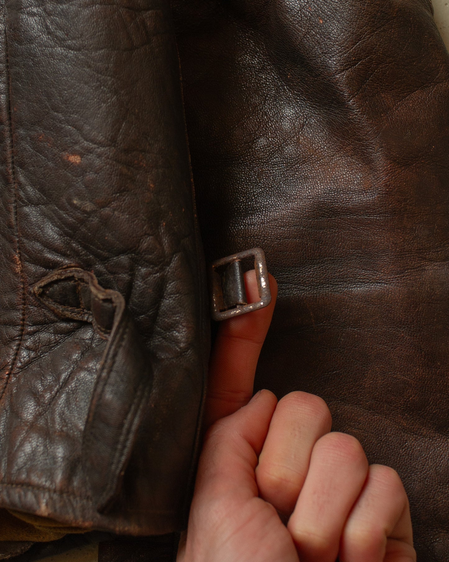 1930s German Cyclist Horsehide Leather Jacket brown - S