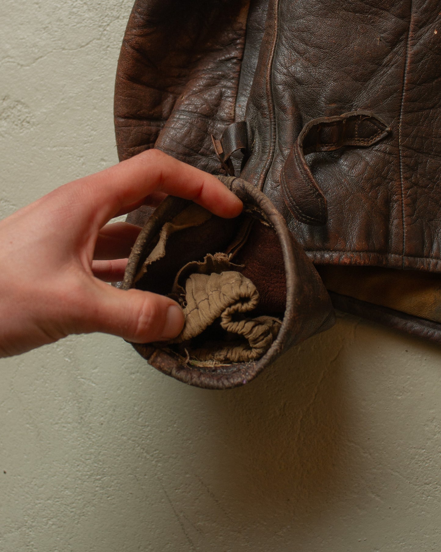 1930s German Cyclist Horsehide Leather Jacket brown - S