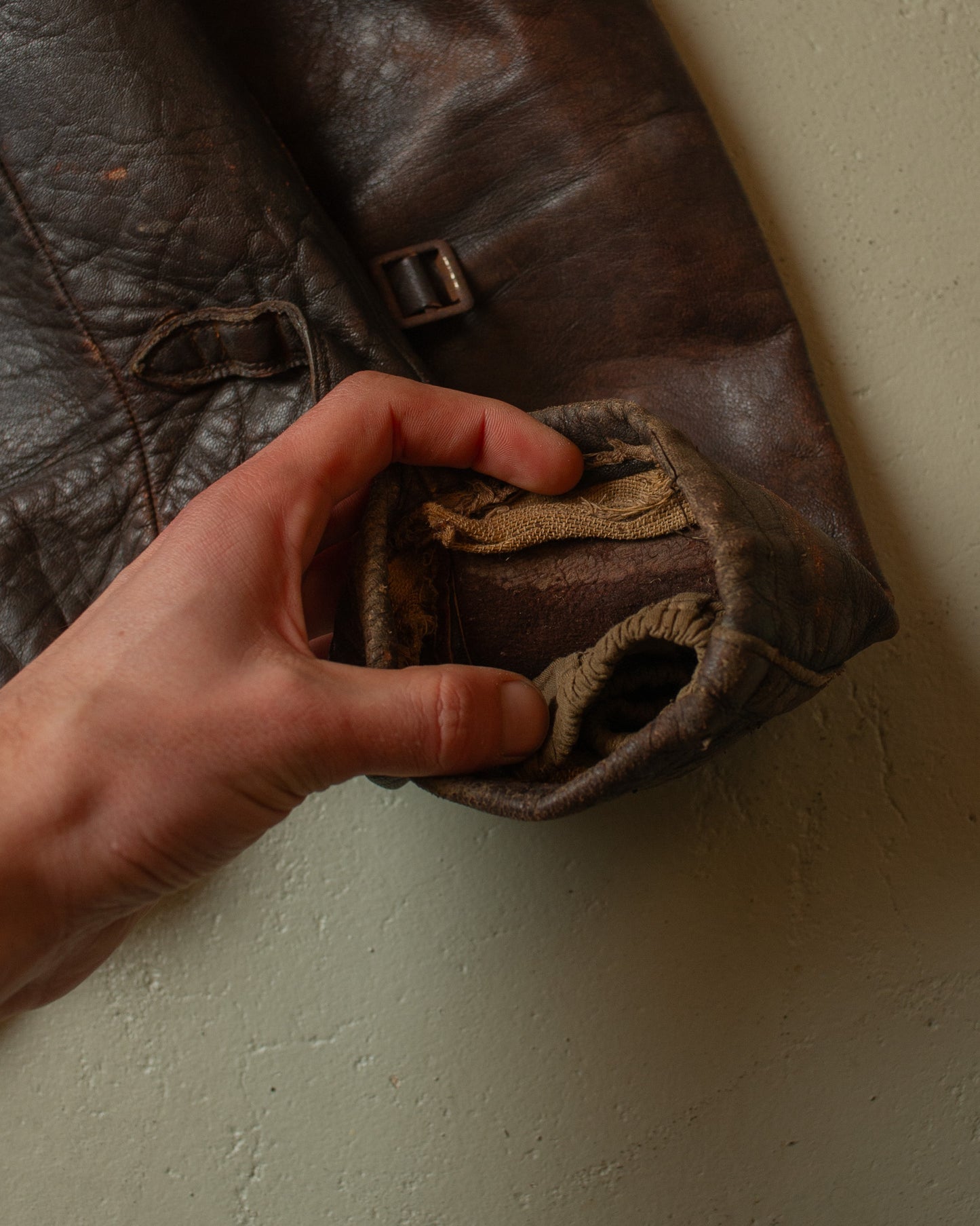 1930s German Cyclist Horsehide Leather Jacket brown - S