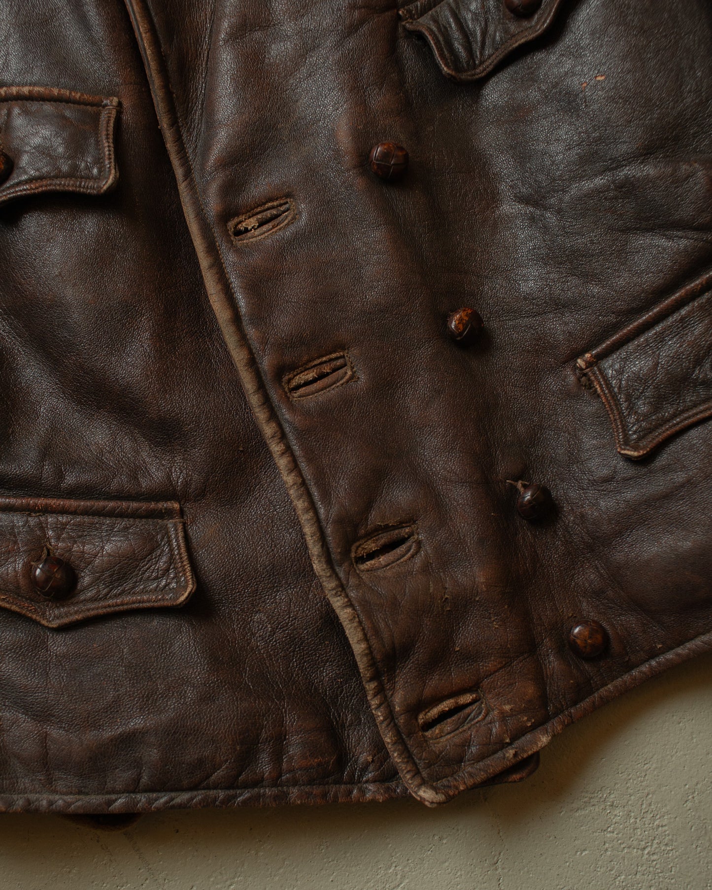 1930s German Cyclist Horsehide Leather Jacket brown - S