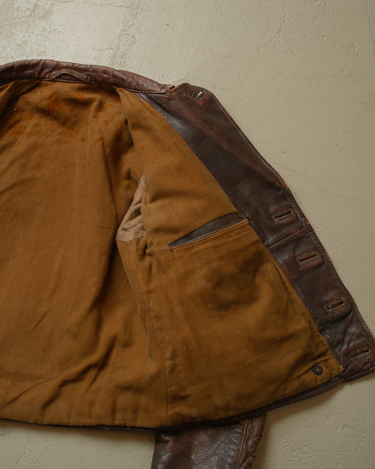 1930s German Cyclist Horsehide Leather Jacket brown - S