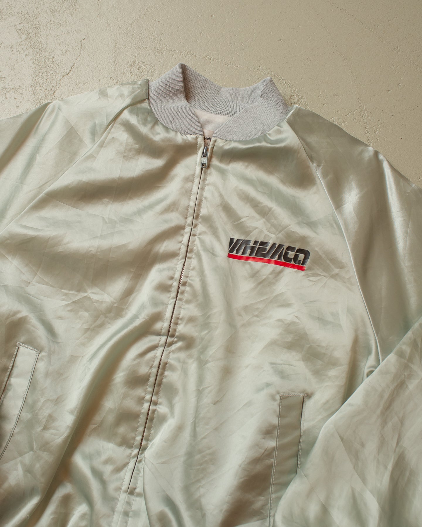 1980s King Louie Whemco Satin Bomber Jacket beige - M