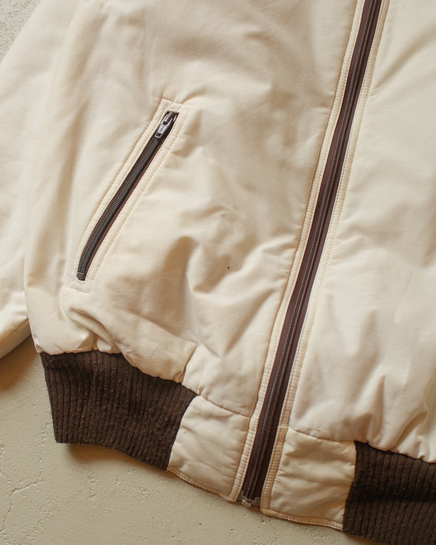 1980s Two Tone Opel Bomber Jacket white/brown - M