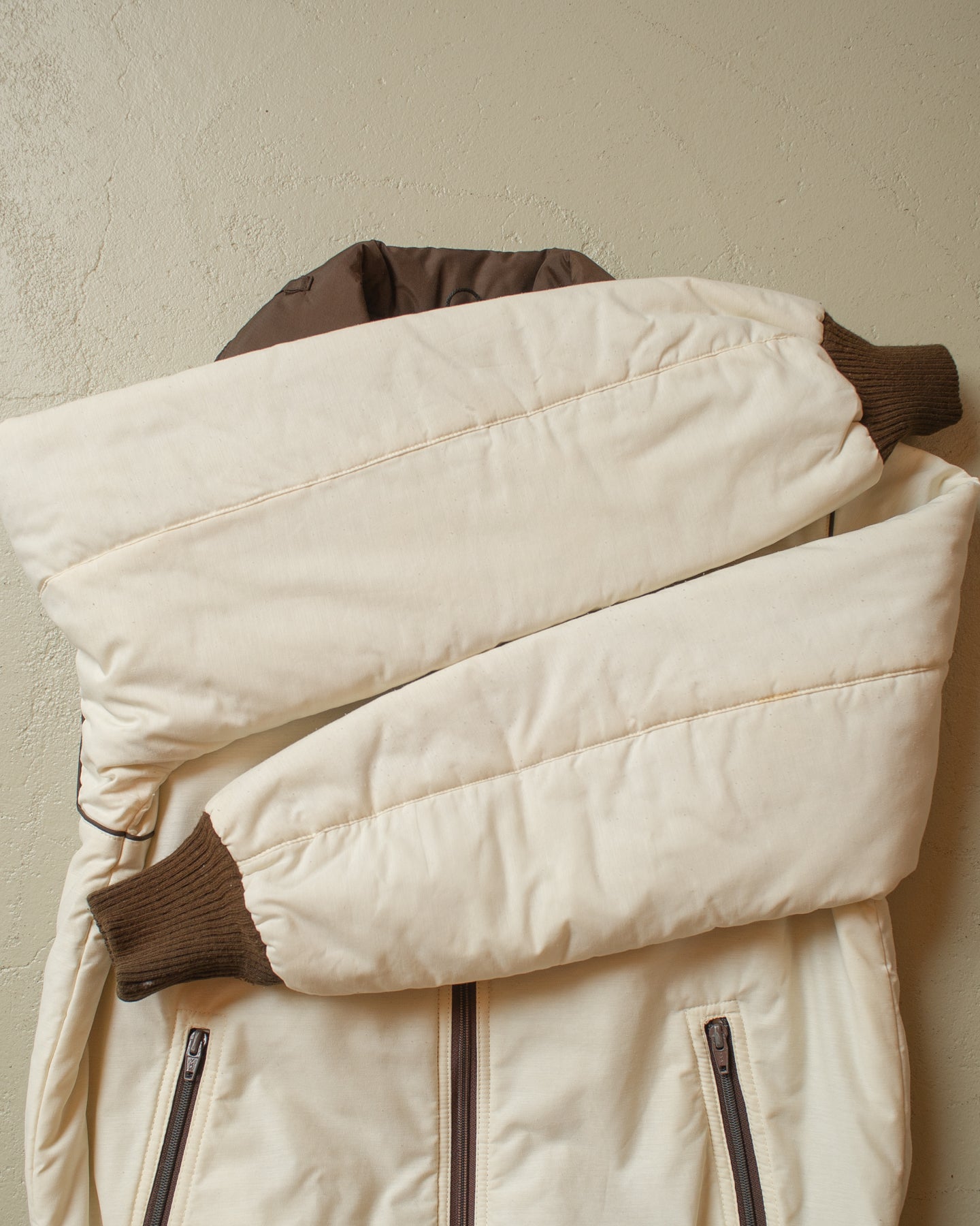 1980s Two Tone Opel Bomber Jacket white/brown - M