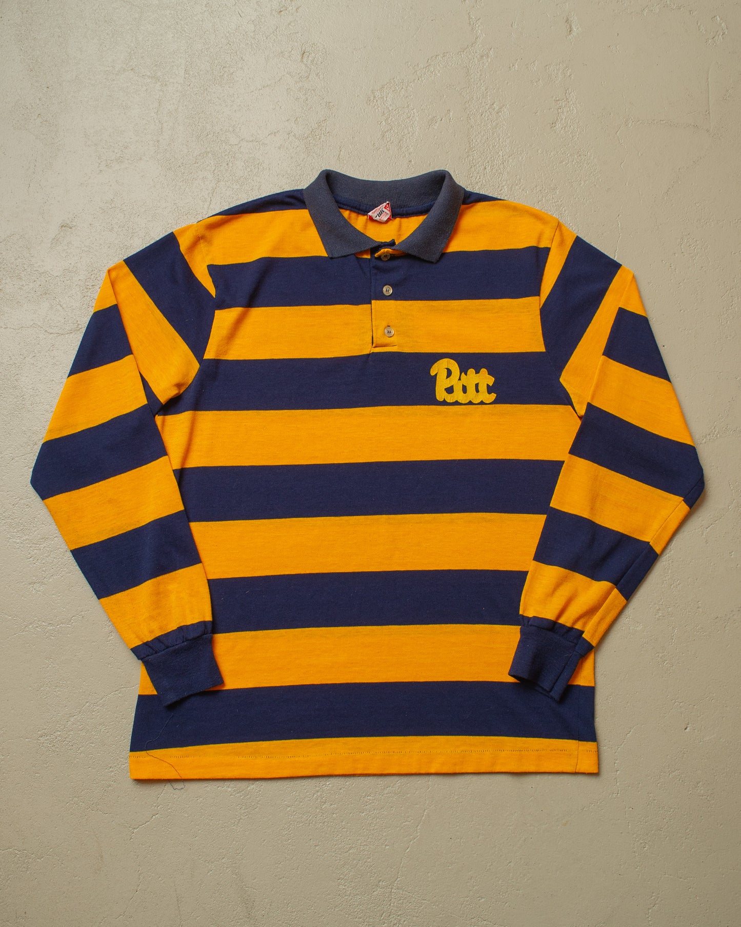1980s Pitt University striped Longsleeve blue/yellow - M