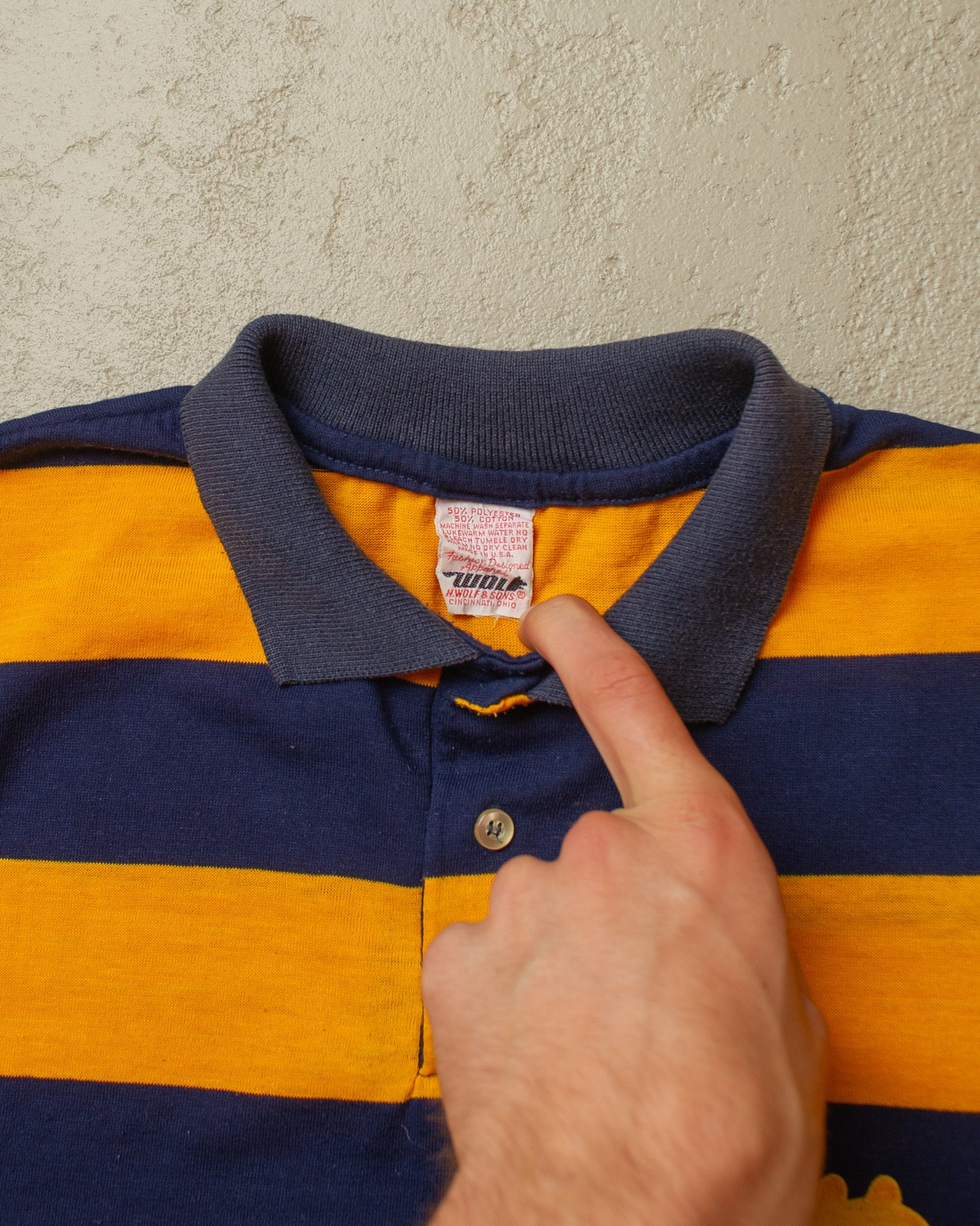 1980s Pitt University striped Longsleeve blue/yellow - M