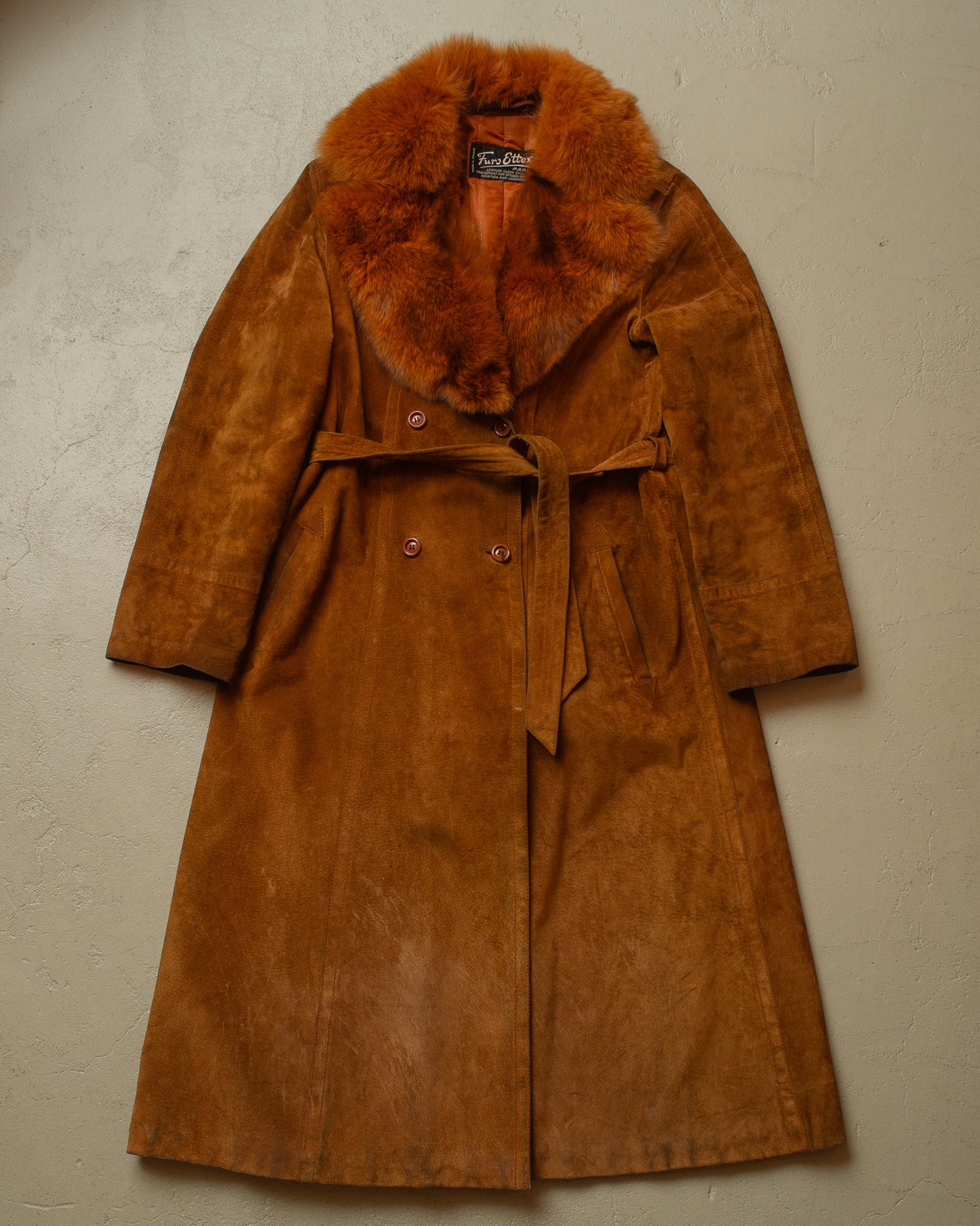 1960s/70s Womens Suede Leather Coat brown - M/L