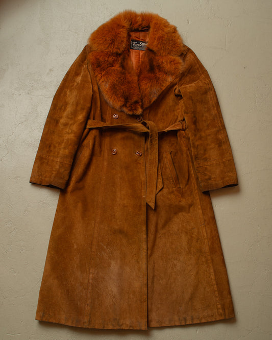 1960s/70s Womens Suede Leather Coat brown - M/L