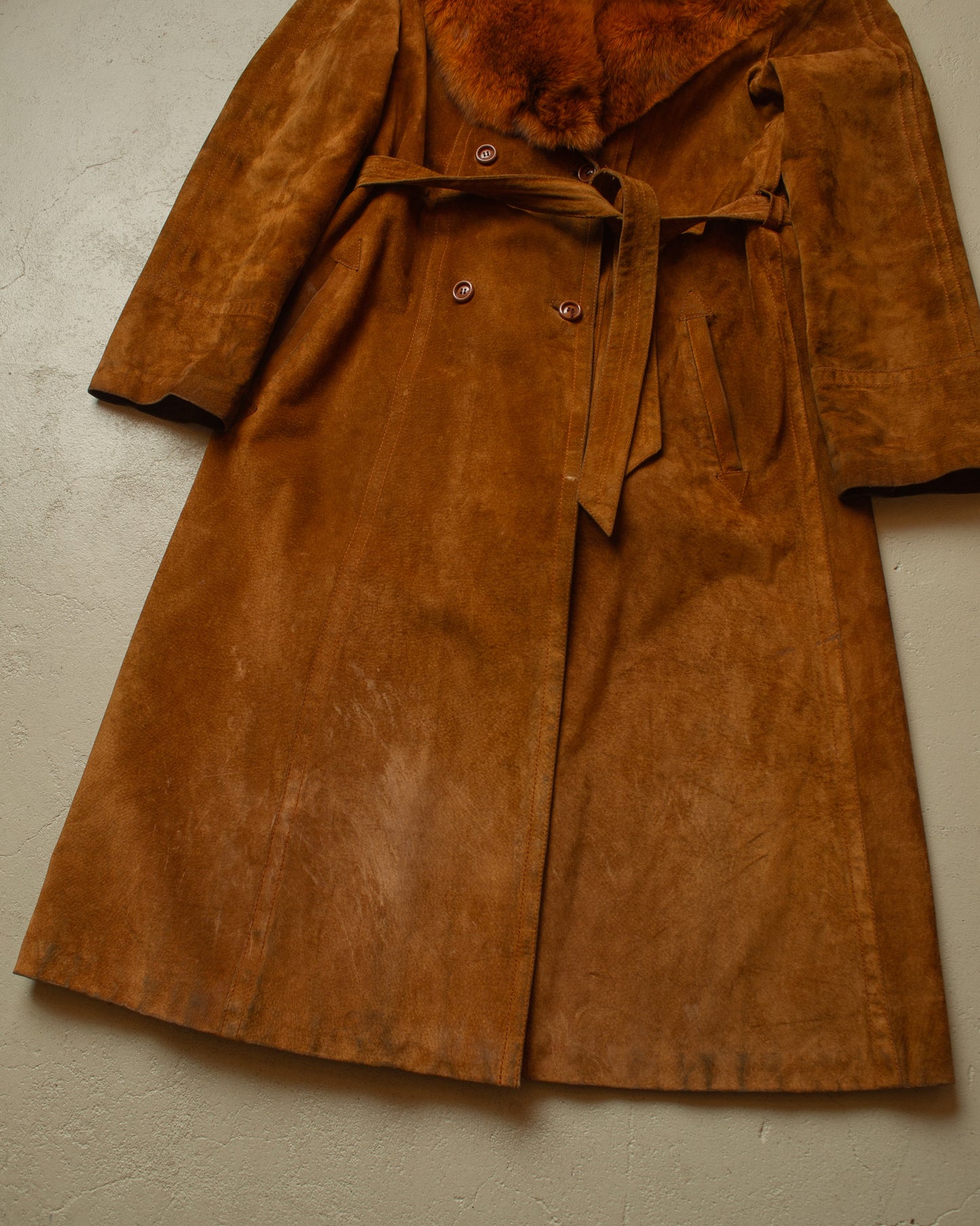1960s/70s Womens Suede Leather Coat brown - M/L
