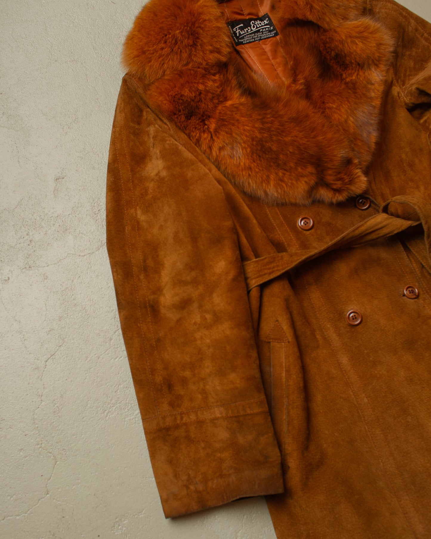 1960s/70s Womens Suede Leather Coat brown - M/L