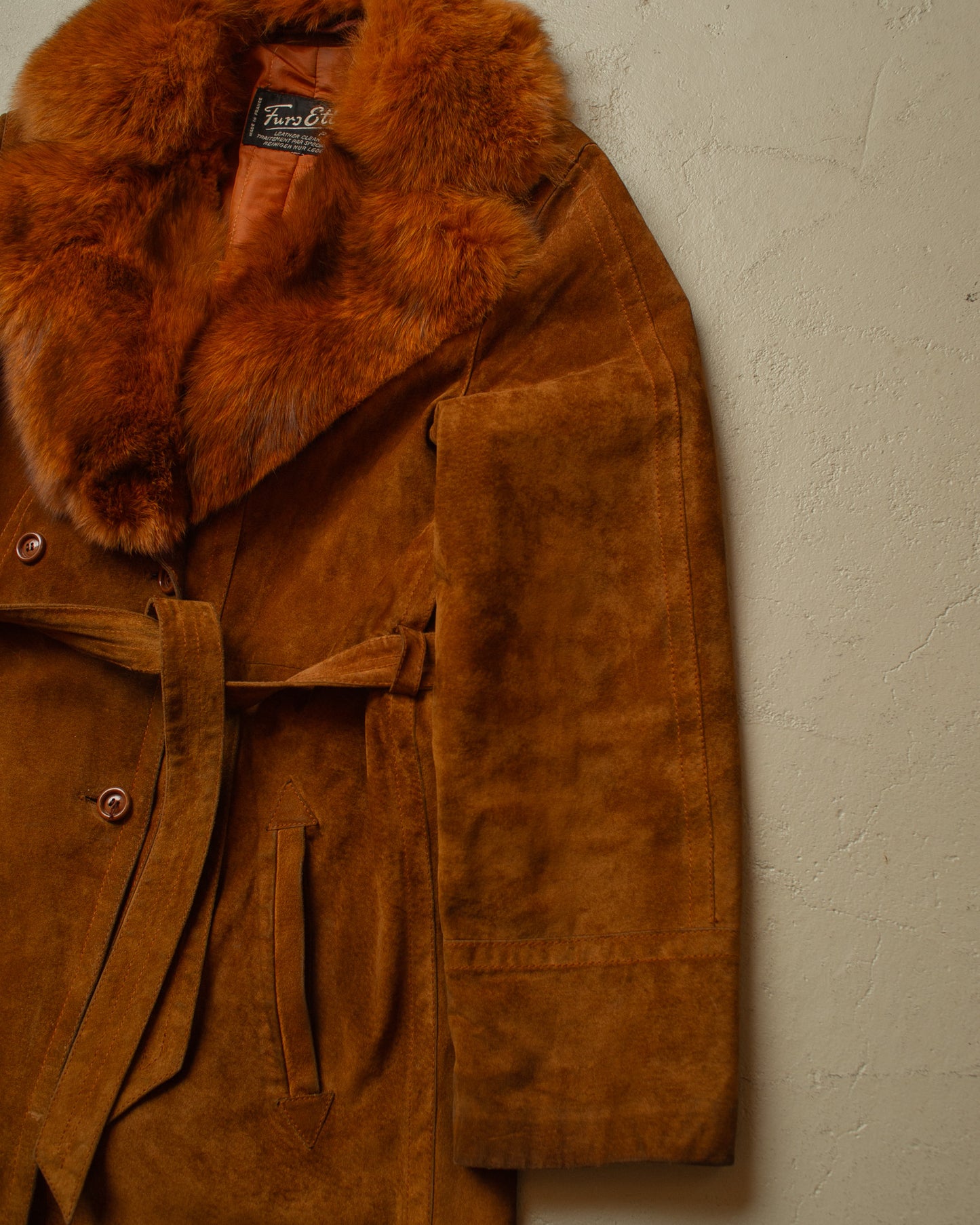 1960s/70s Womens Suede Leather Coat brown - M/L