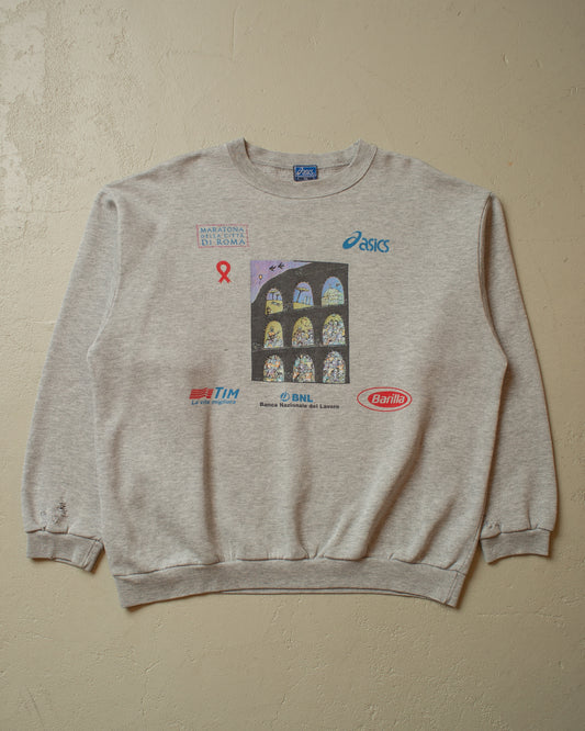 1990s Asics Rom Marathon Sweatshirt grey - L/XL