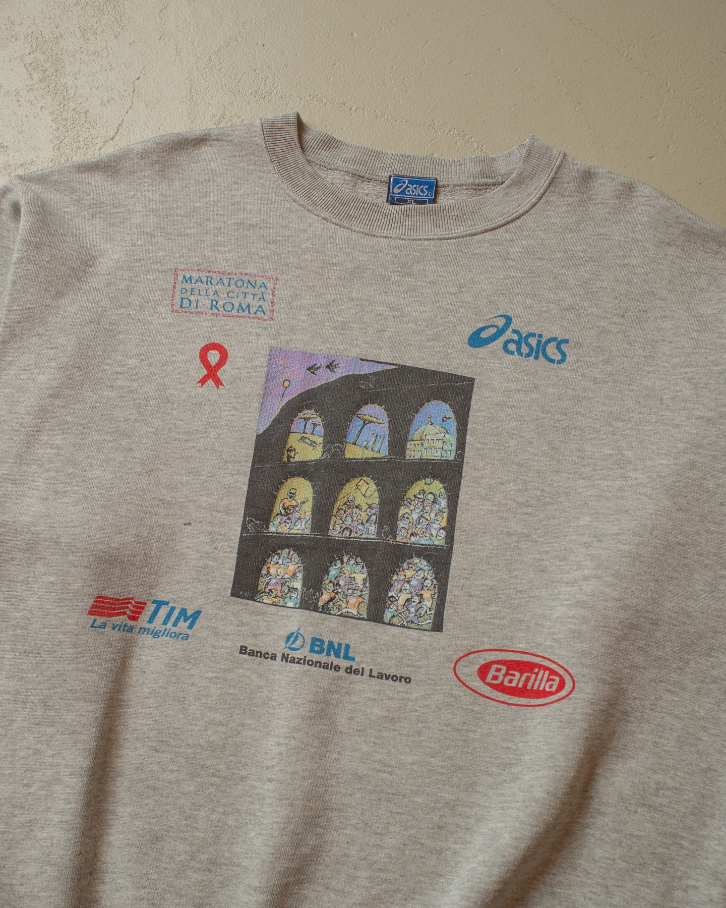 1990s Asics Rom Marathon Sweatshirt grey - L/XL