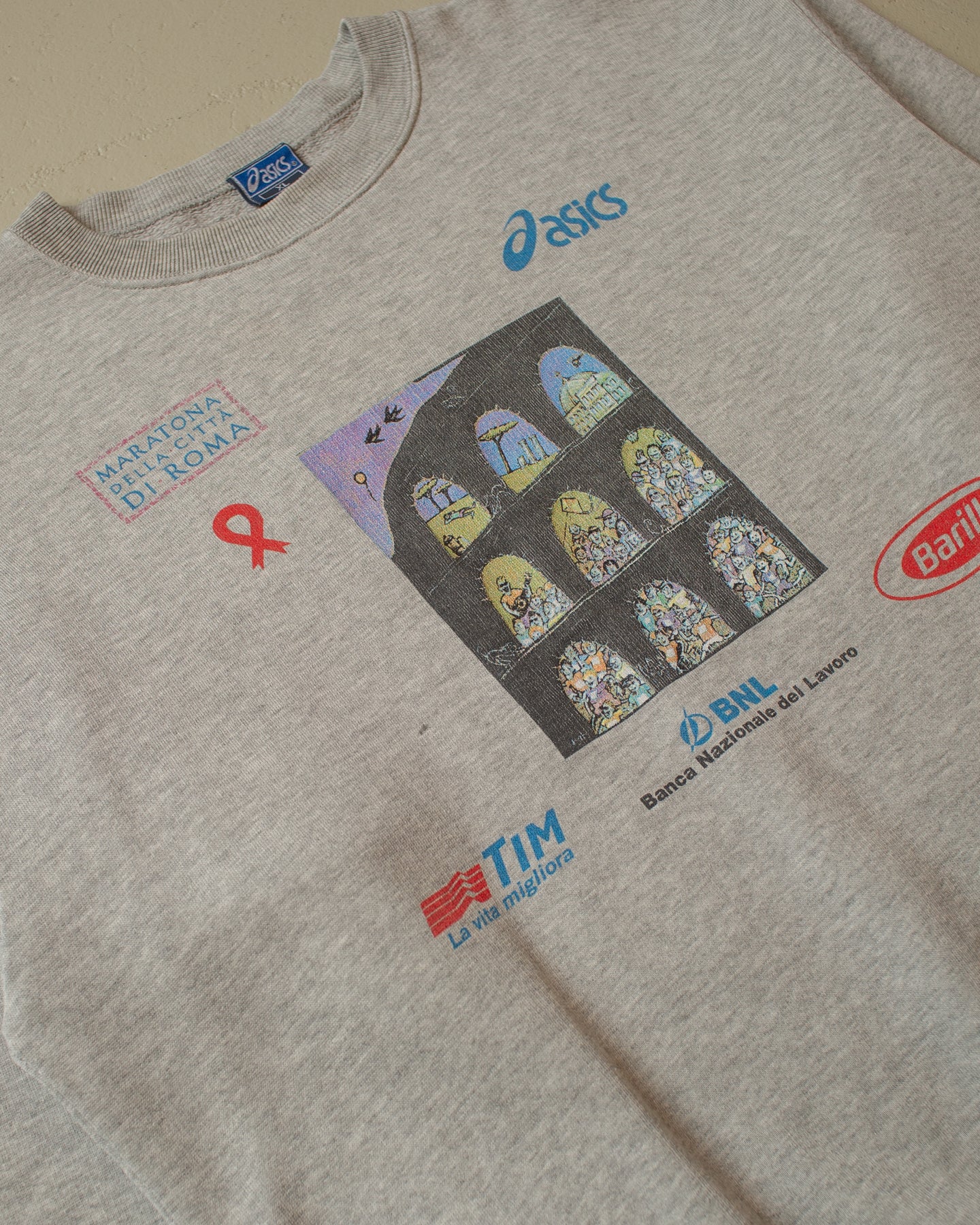 1990s Asics Rom Marathon Sweatshirt grey - L/XL