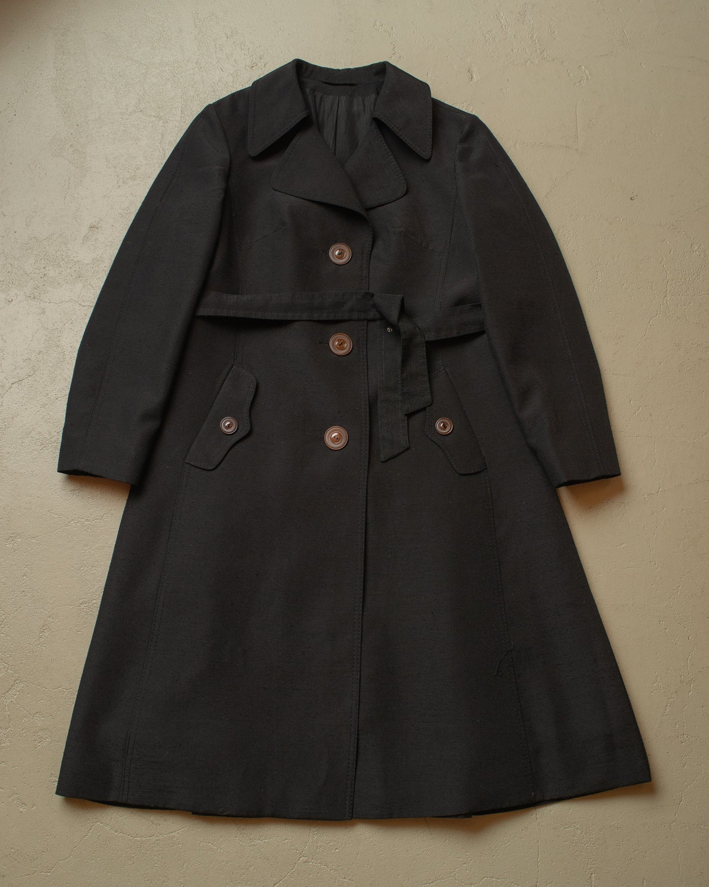 1970s Womens Trenchcoat black - M