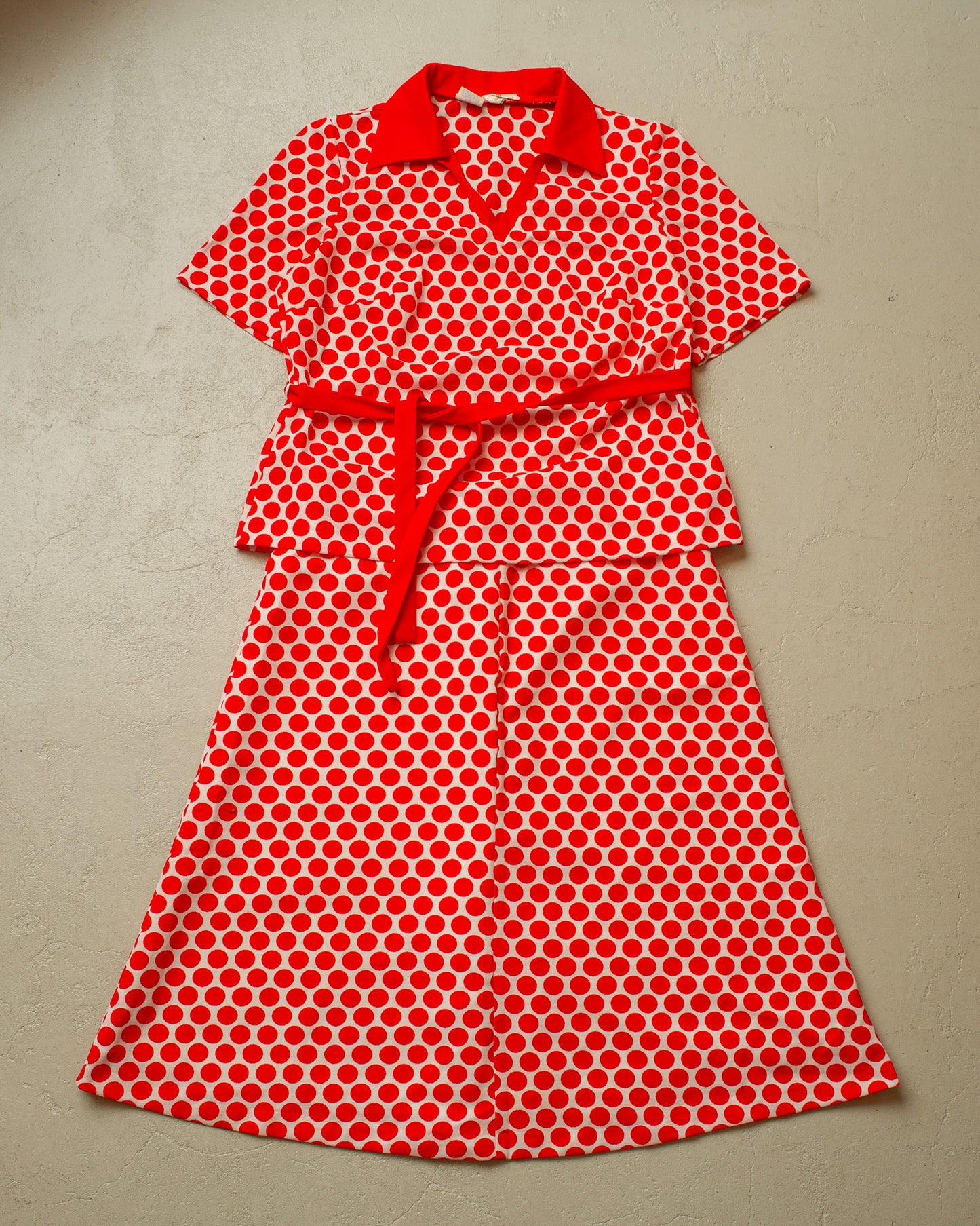 1960s German Kaufhof Polka Dot Set red - L/XL