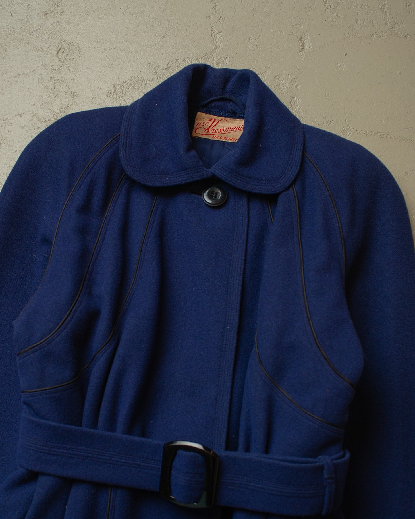 1950s Womens German Wool Long Coat navyblue - S