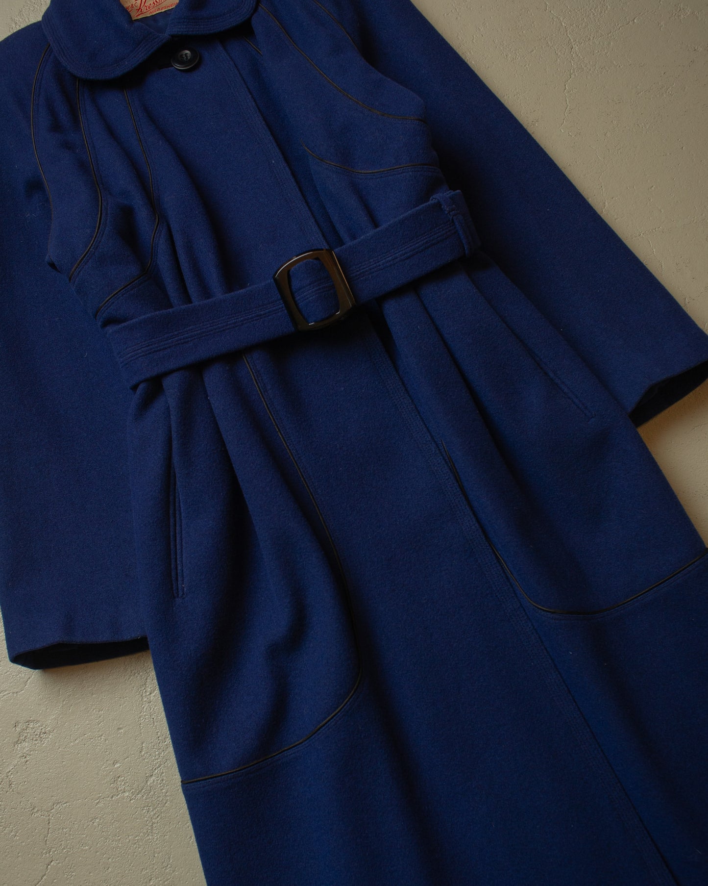 1950s Womens German Wool Long Coat navyblue - S