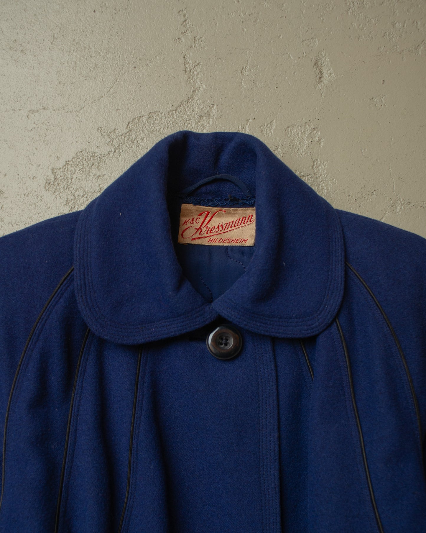 1950s Womens German Wool Long Coat navyblue - S