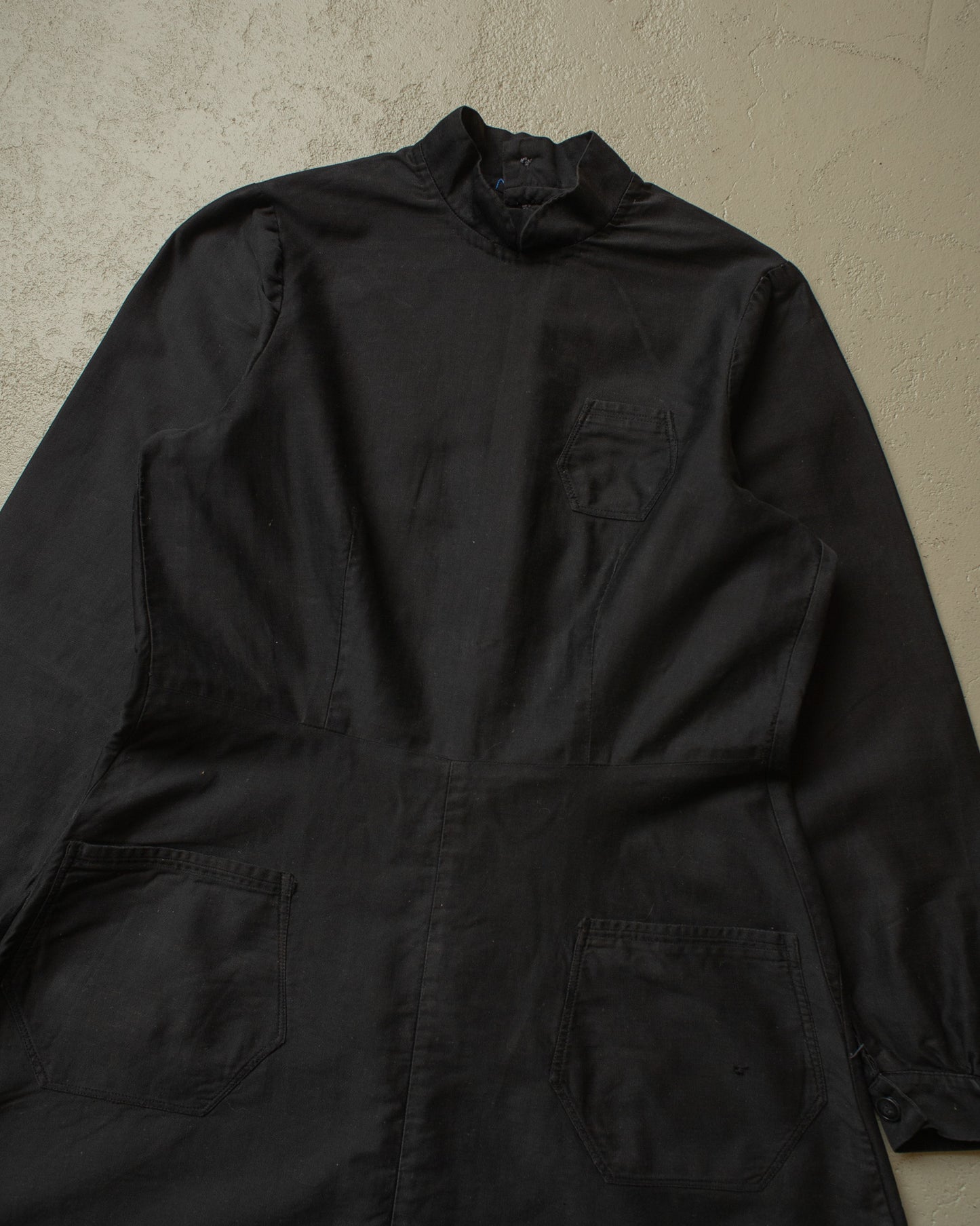 1920s/30s Womens French Homemade Work Dress black - S/M