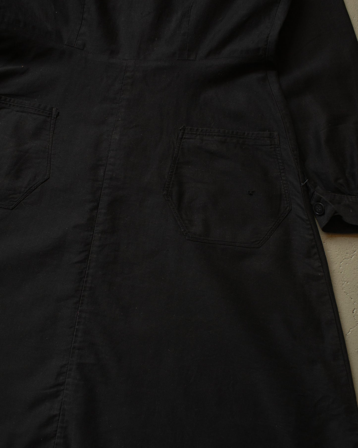 1920s/30s Womens French Homemade Work Dress black - S/M