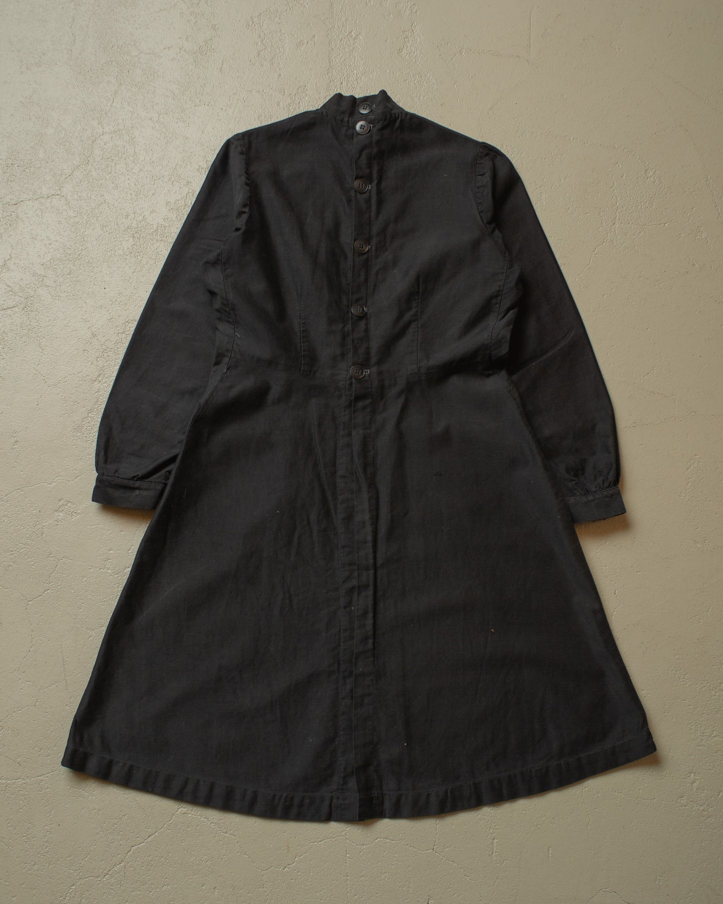 1920s/30s Womens French Homemade Work Dress black - S/M