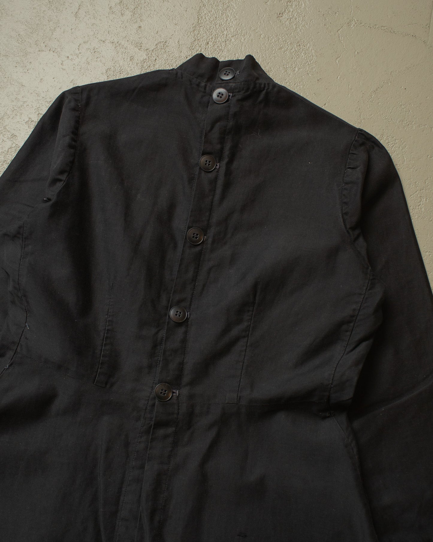 1920s/30s Womens French Homemade Work Dress black - S/M