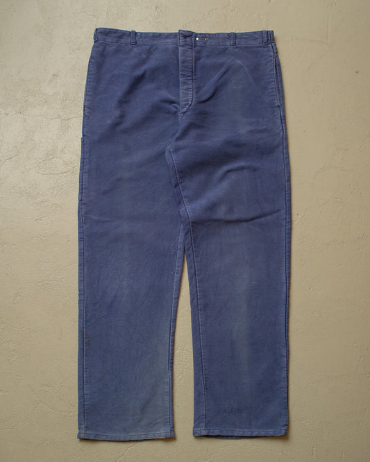 1960s/70s German Moleskin Workwear Pants blue - W38,5 L31