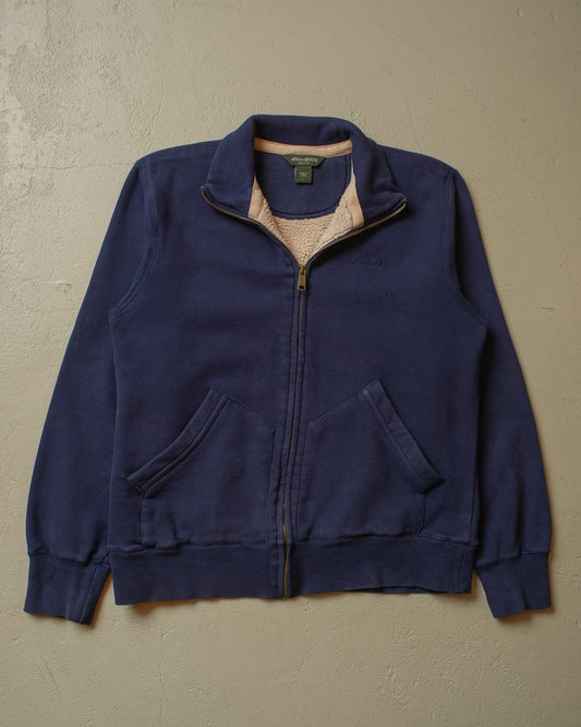 2000s Eddie Bauer sherpa lined Zip Sweatshirt navyblue - L