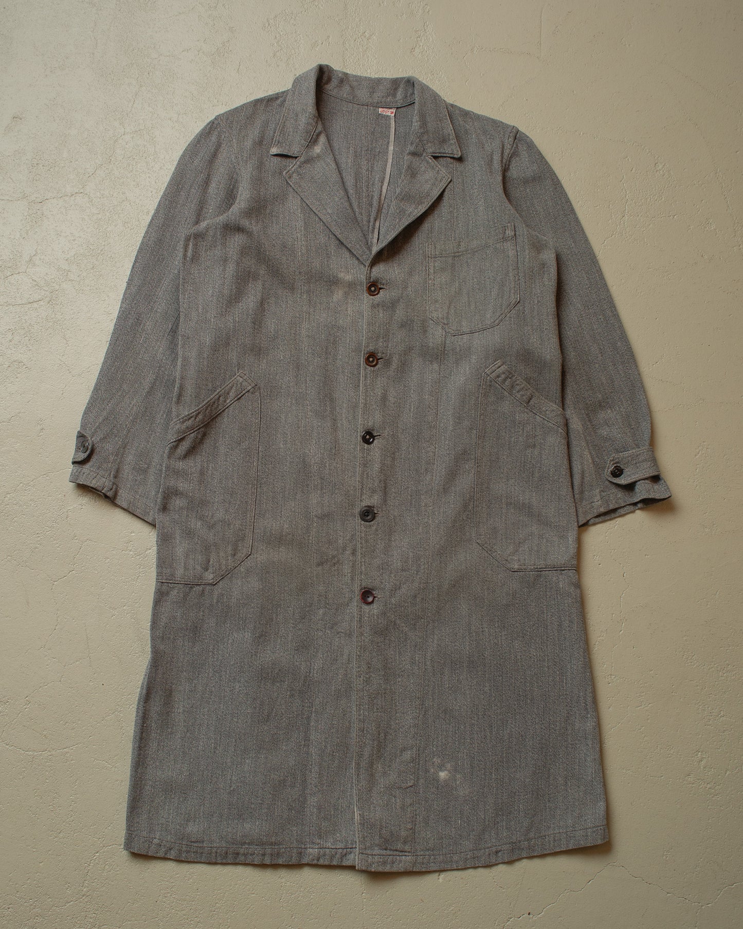 1930s/40s French Salt&Pepper Work Coat grey - M/L