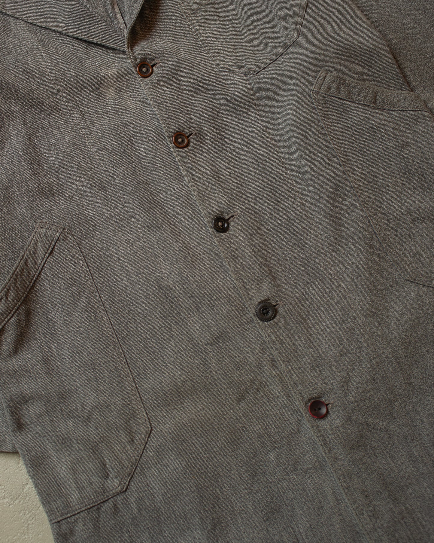 1930s/40s French Salt&Pepper Work Coat grey - M/L