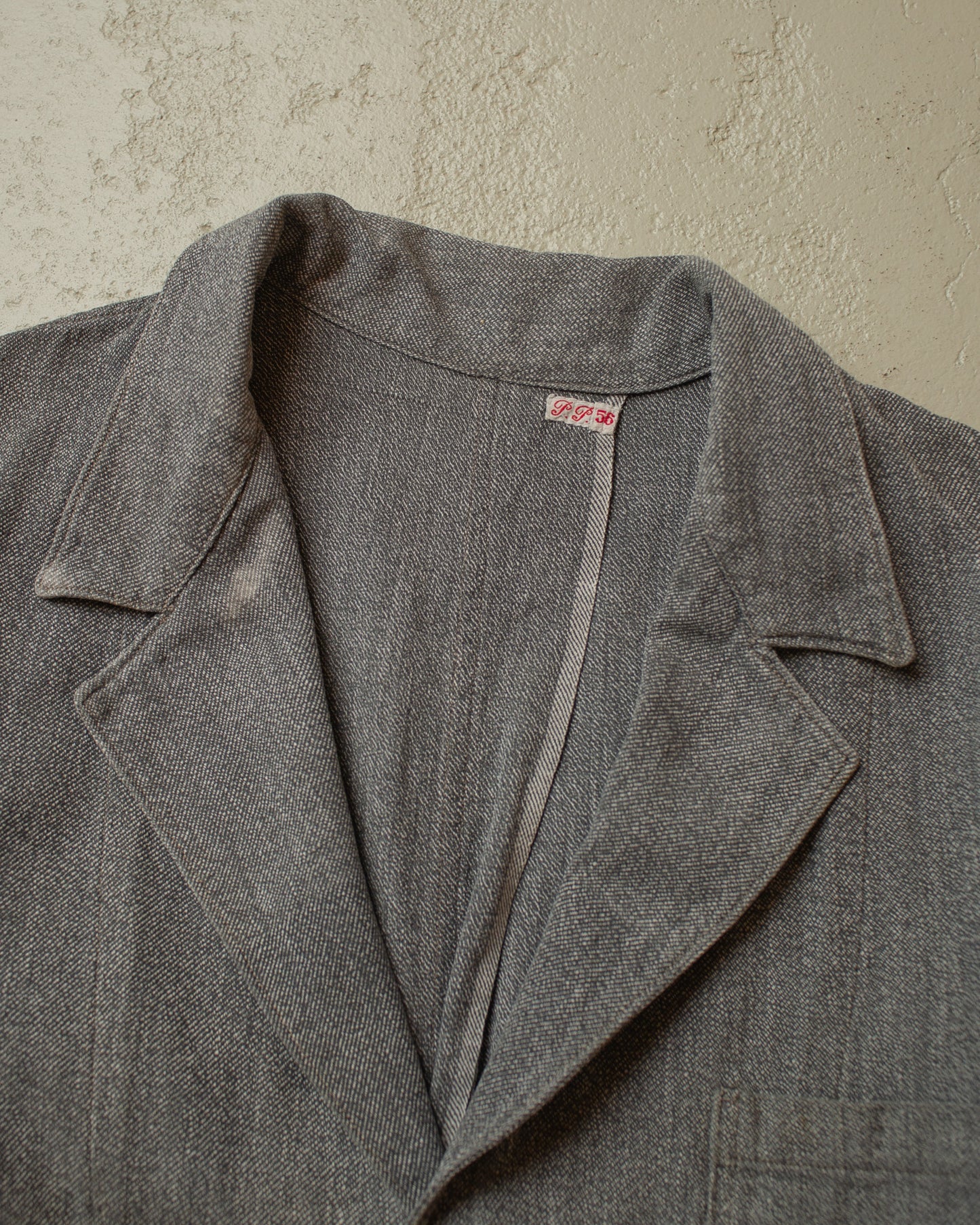 1930s/40s French Salt&Pepper Work Coat grey - M/L