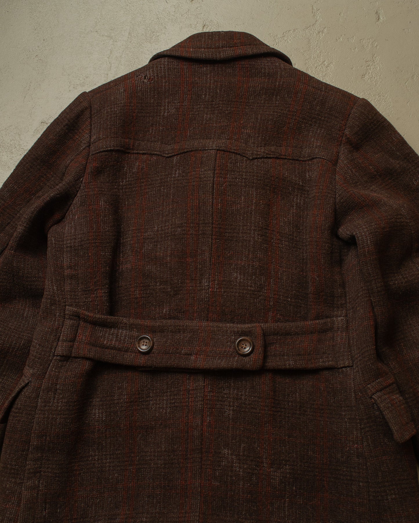 1930s German Plaid Wool Short Coat brown - L