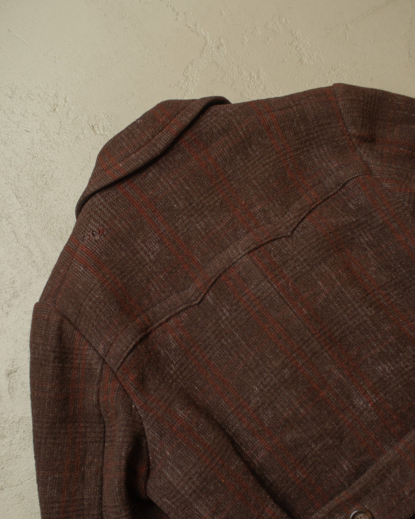 1930s German Plaid Wool Short Coat brown - L
