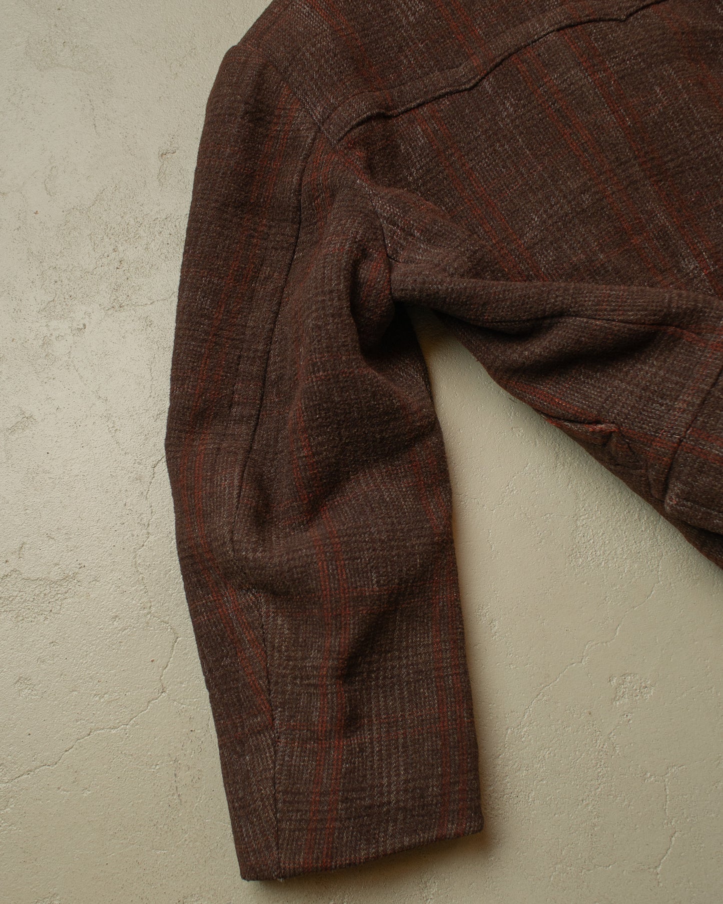1930s German Plaid Wool Short Coat brown - L