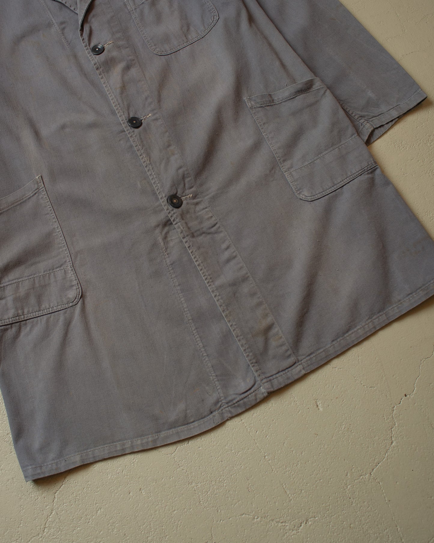 1970s Half Belted Work Coat grey - L/XL