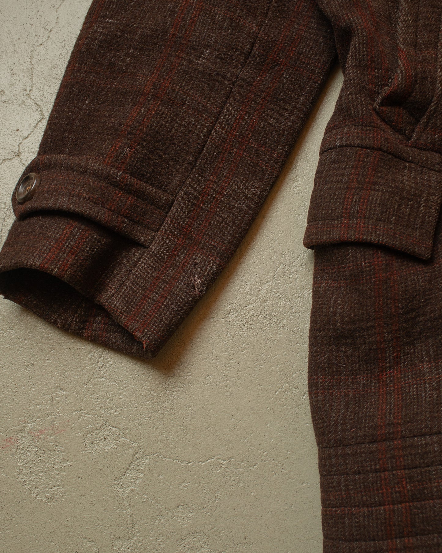 1930s German Plaid Wool Short Coat brown - L