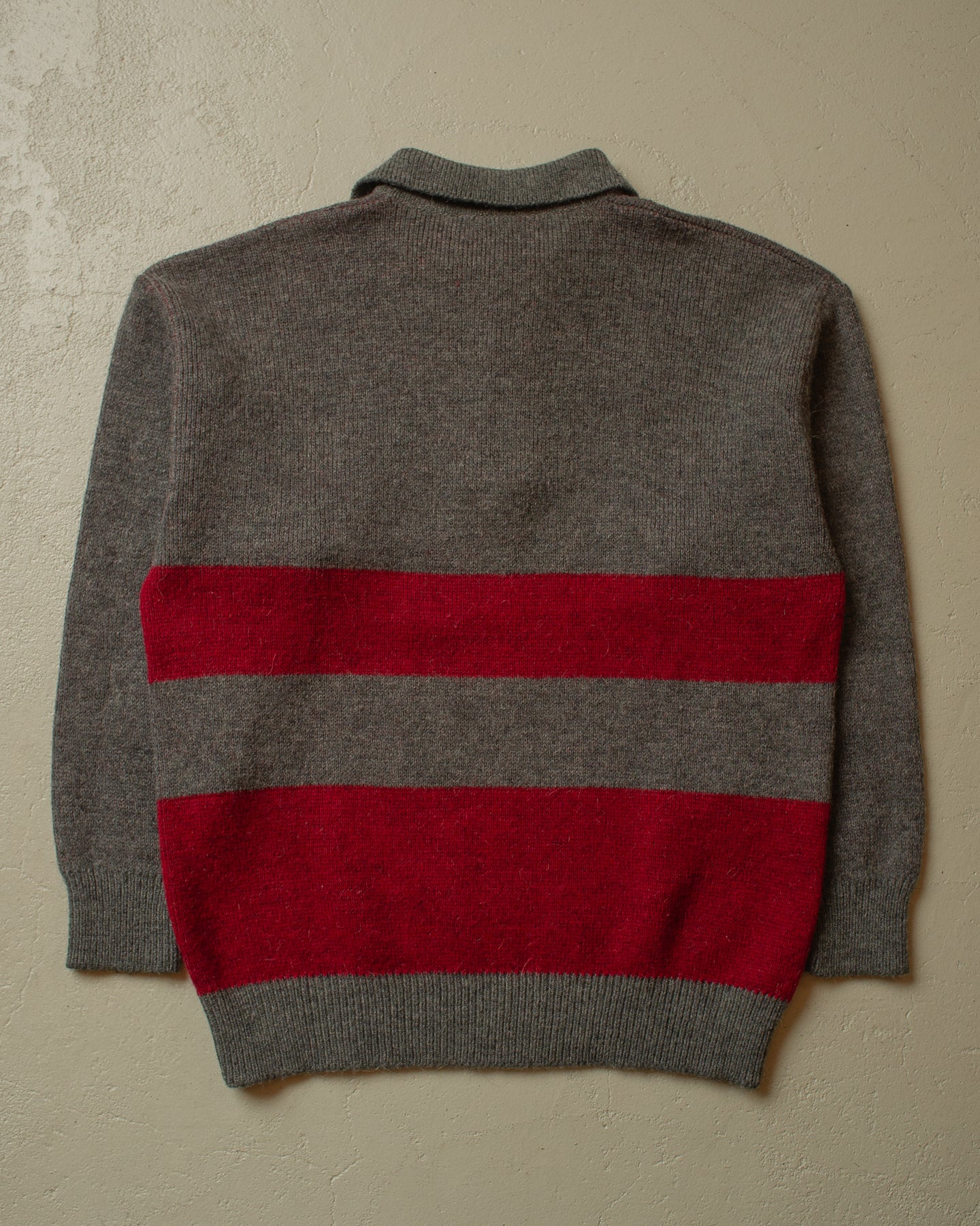 1980s Fruit of the Loom Button Up Knit grey/red - M