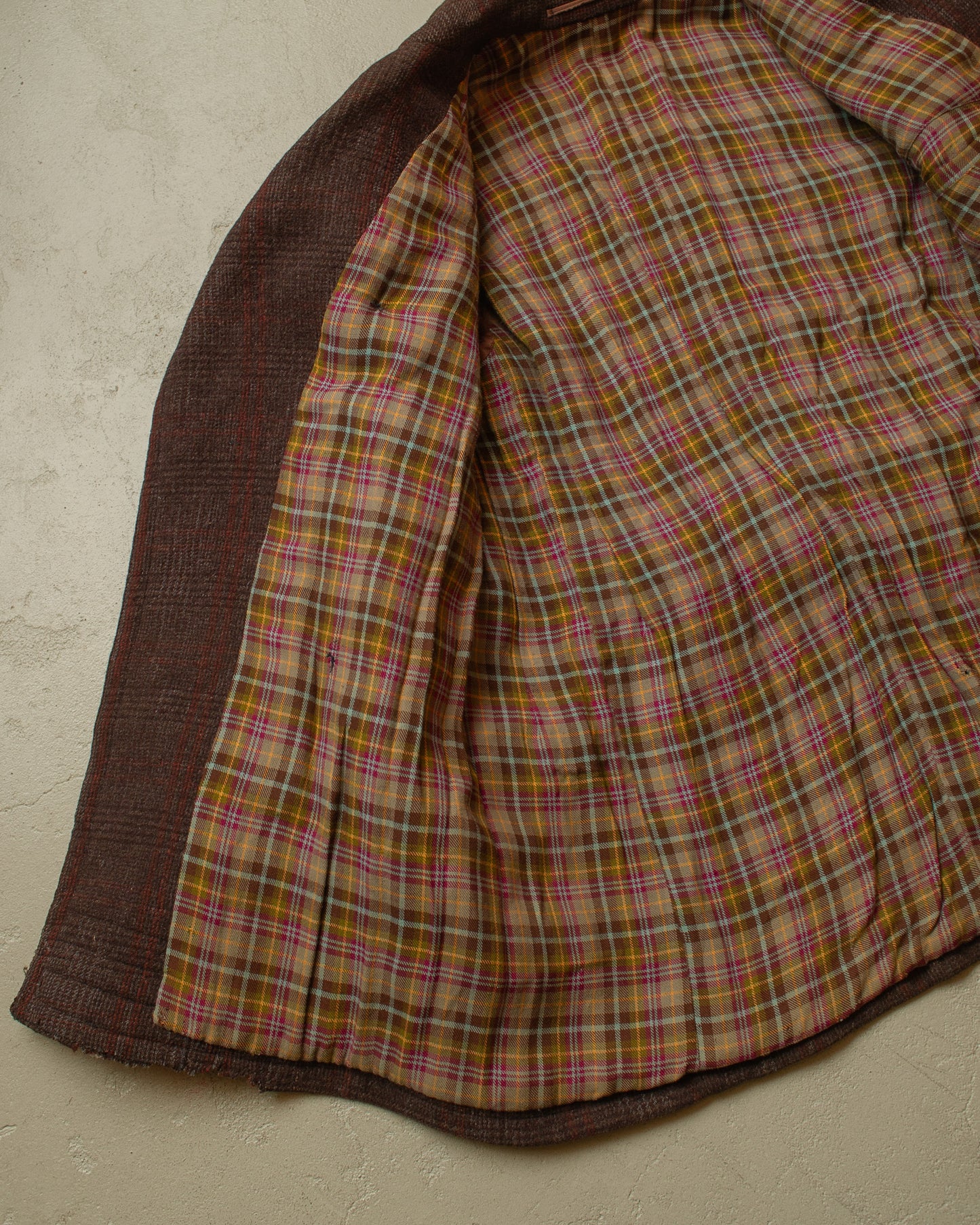 1930s German Plaid Wool Short Coat brown - L