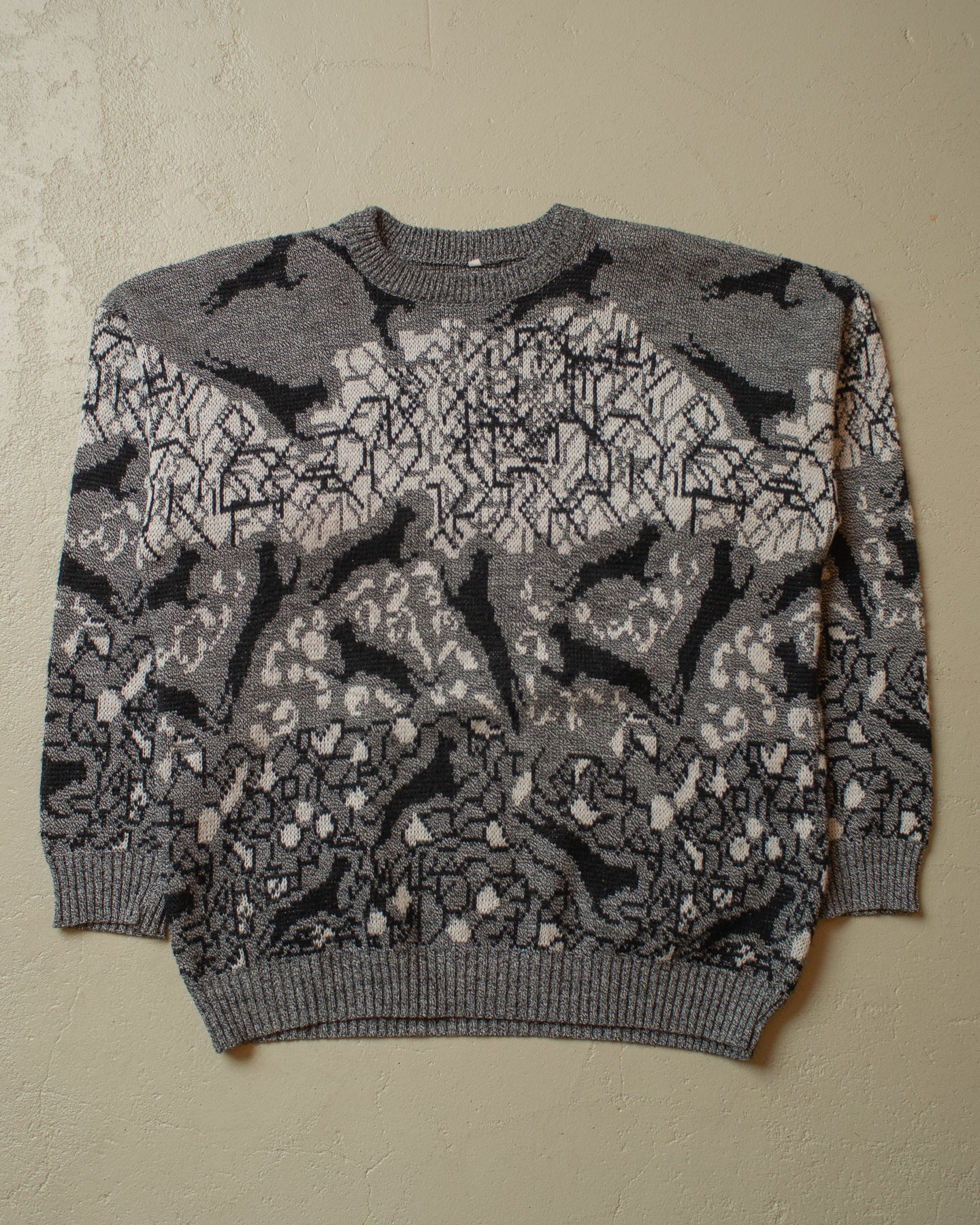 1980s/90s Cat Knit Sweater grey - L/XL