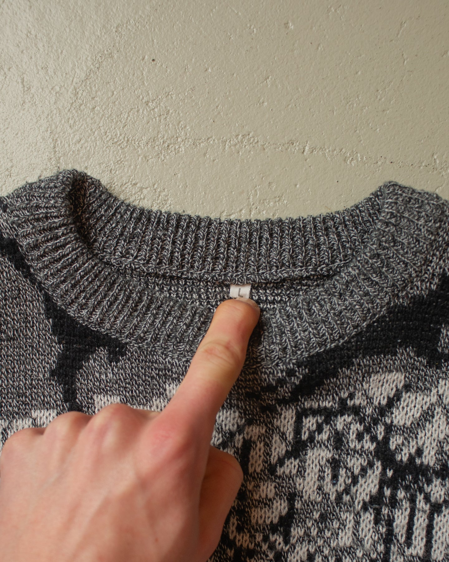 1980s/90s Cat Knit Sweater grey - L/XL