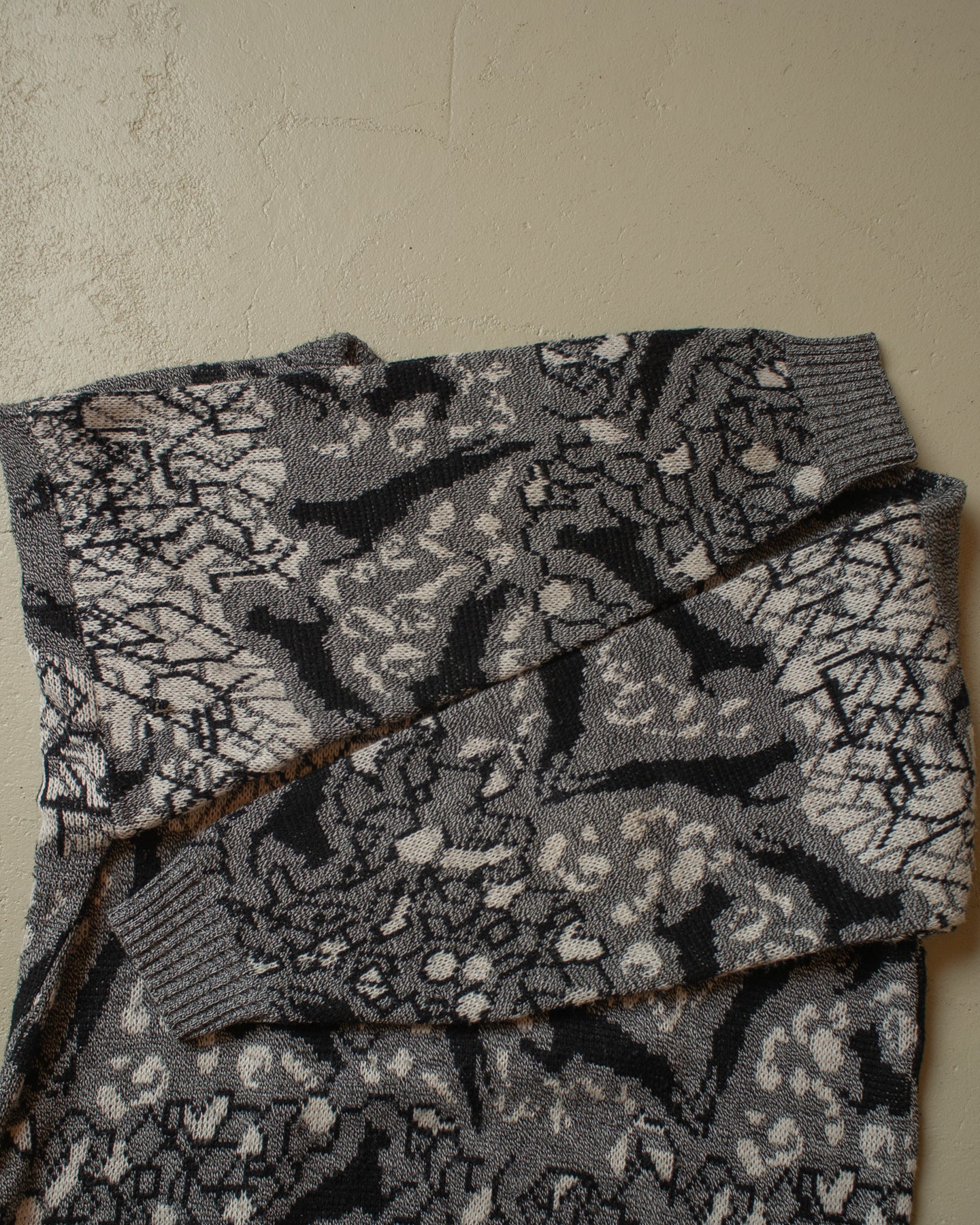 1980s/90s Cat Knit Sweater grey - L/XL