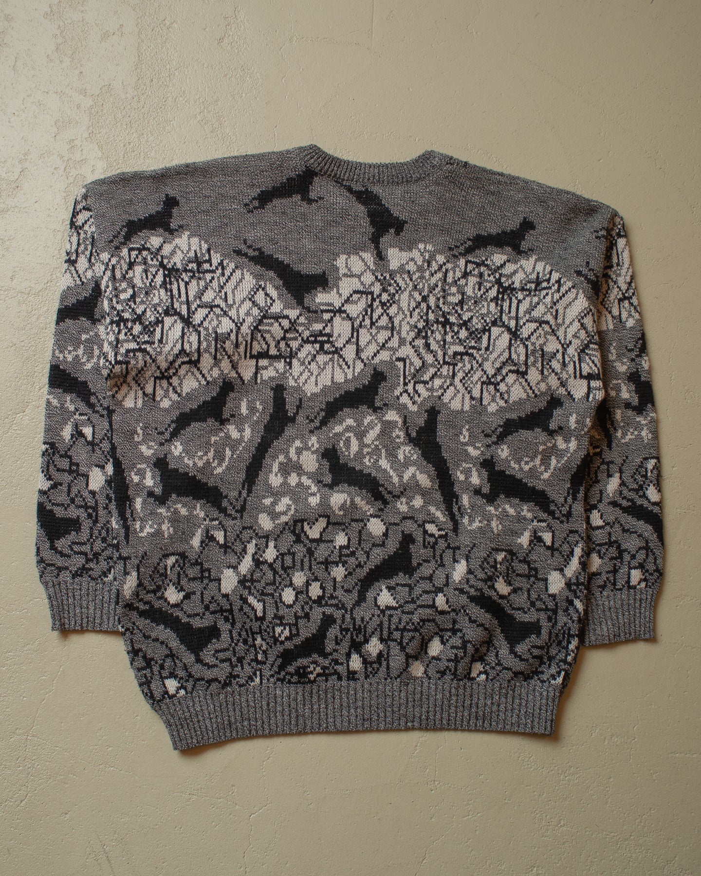 1980s/90s Cat Knit Sweater grey - L/XL