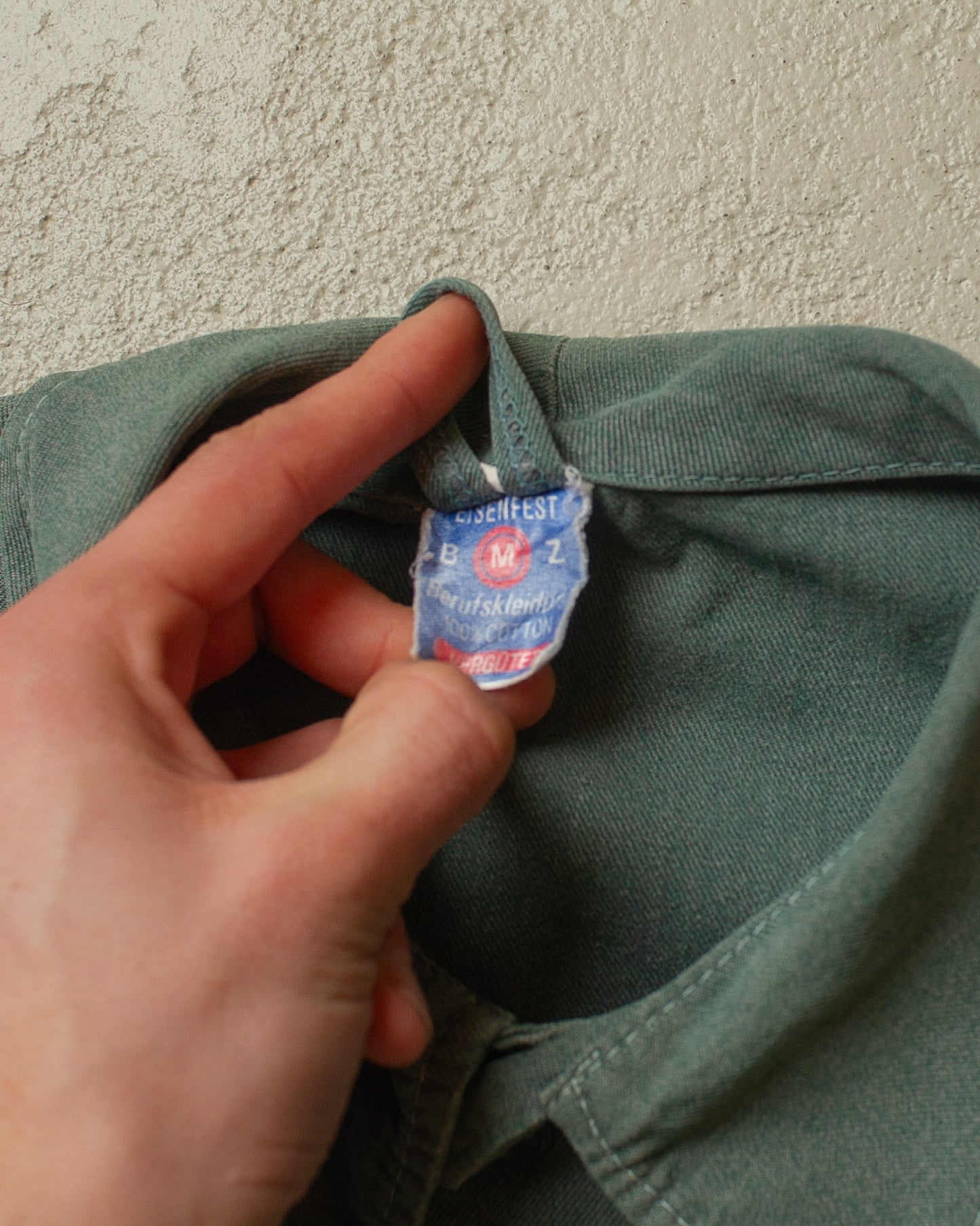 1950s/60s repaired German Half Belted Work Jacket green - L