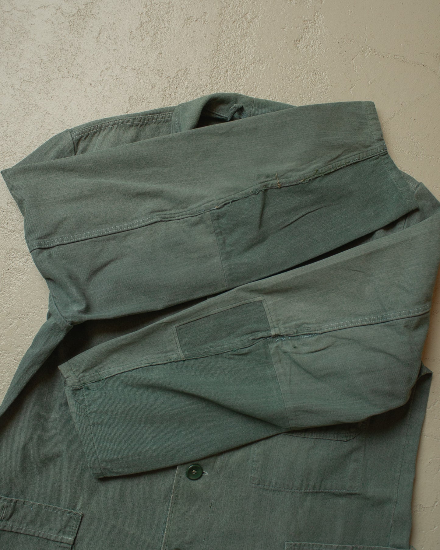 1950s/60s repaired German Half Belted Work Jacket green - L