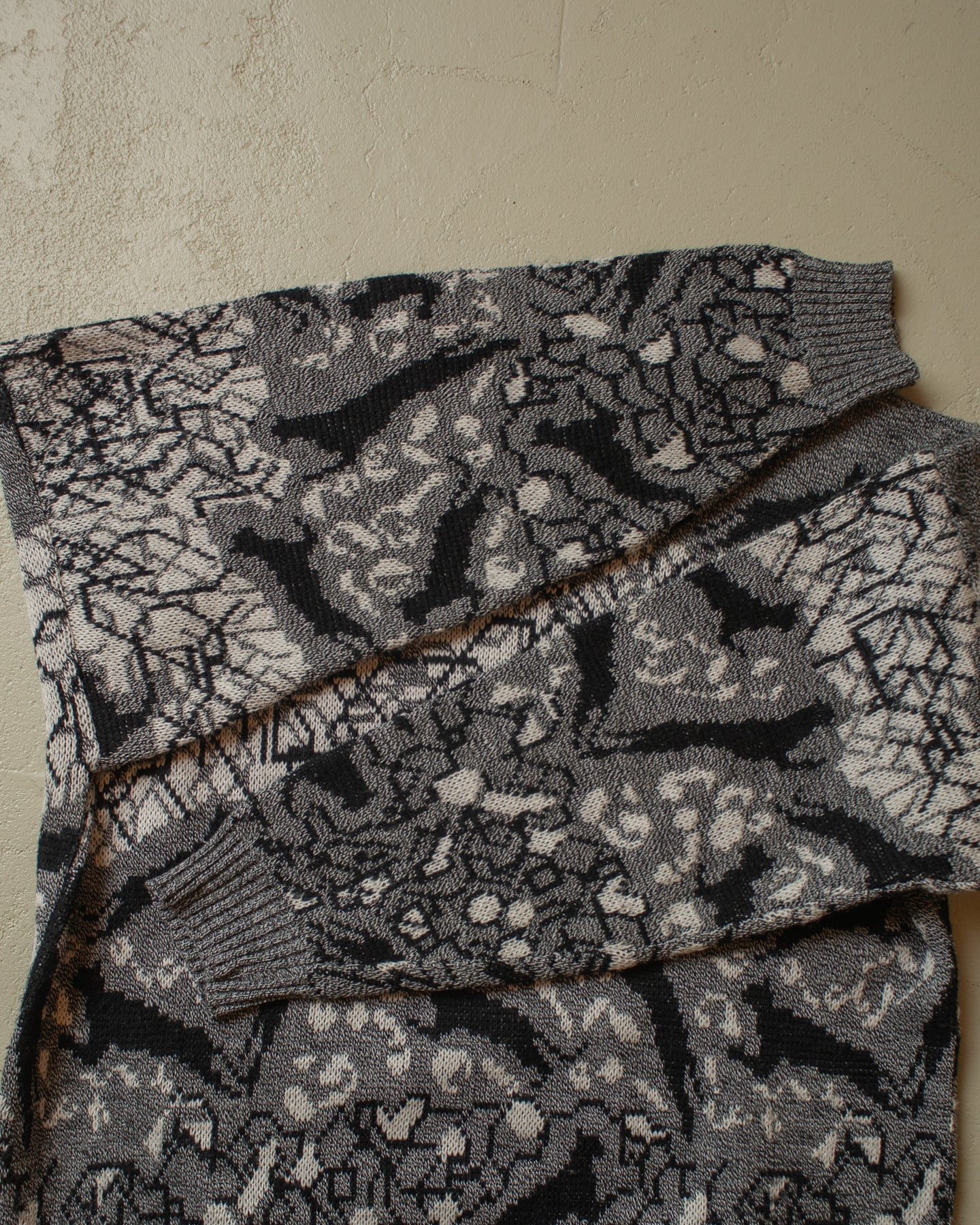 1980s/90s Cat Knit Sweater grey - L/XL